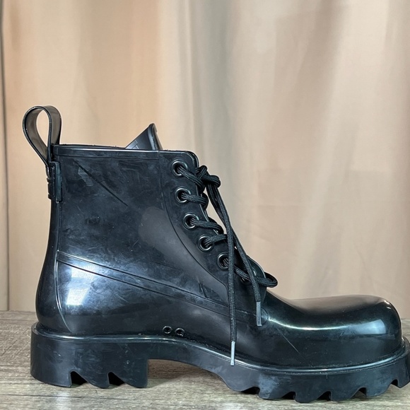 Bottega Veneta Black Stride Rubber Ankle Combat Style Boots Size 40 - Picture 5 of 17